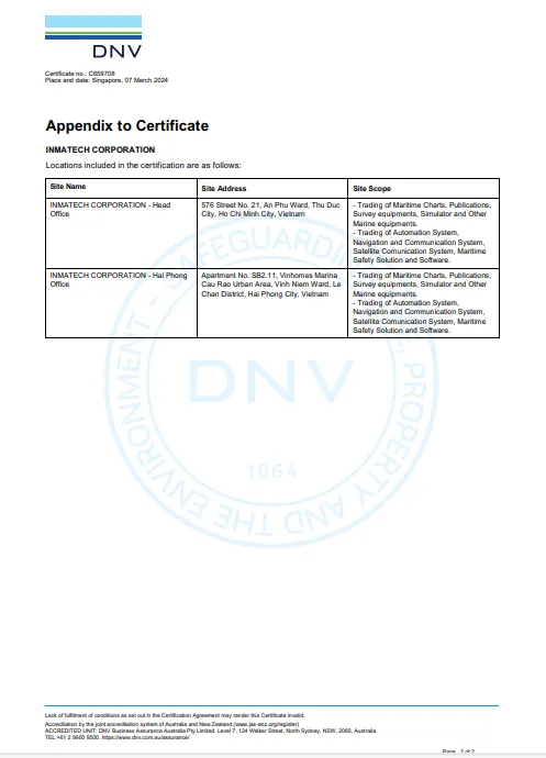 appendix to certificate